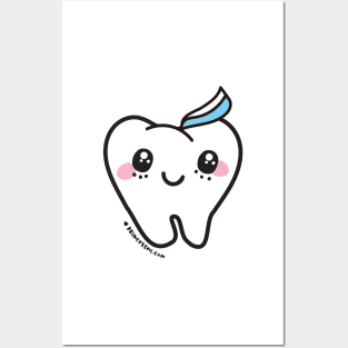 cute tooth cartoon Posters and Art